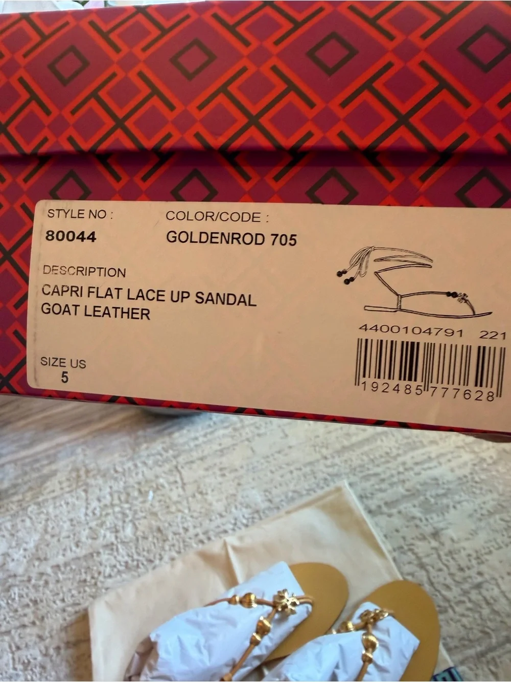 Tory Burch Capri Flat Lace Up Sandals